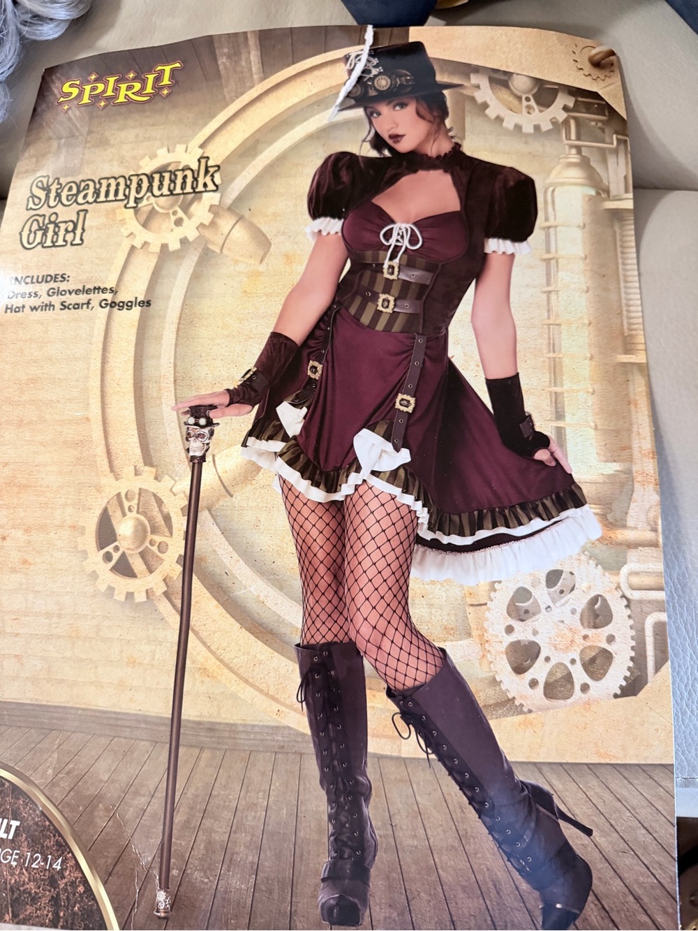 Spirit Steampunk Girl Costume - Burgundy, Black, White